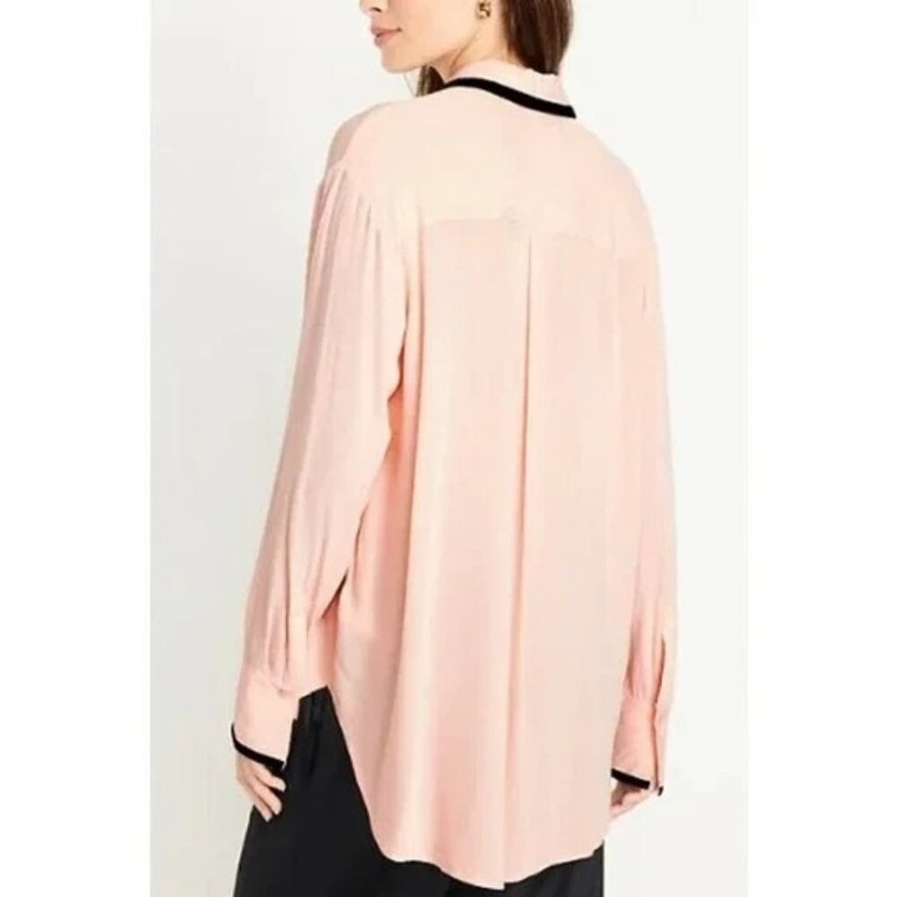 Old Navy Women's Loose Crepe Button-Down Shirt Size XXL‎ Pink Black